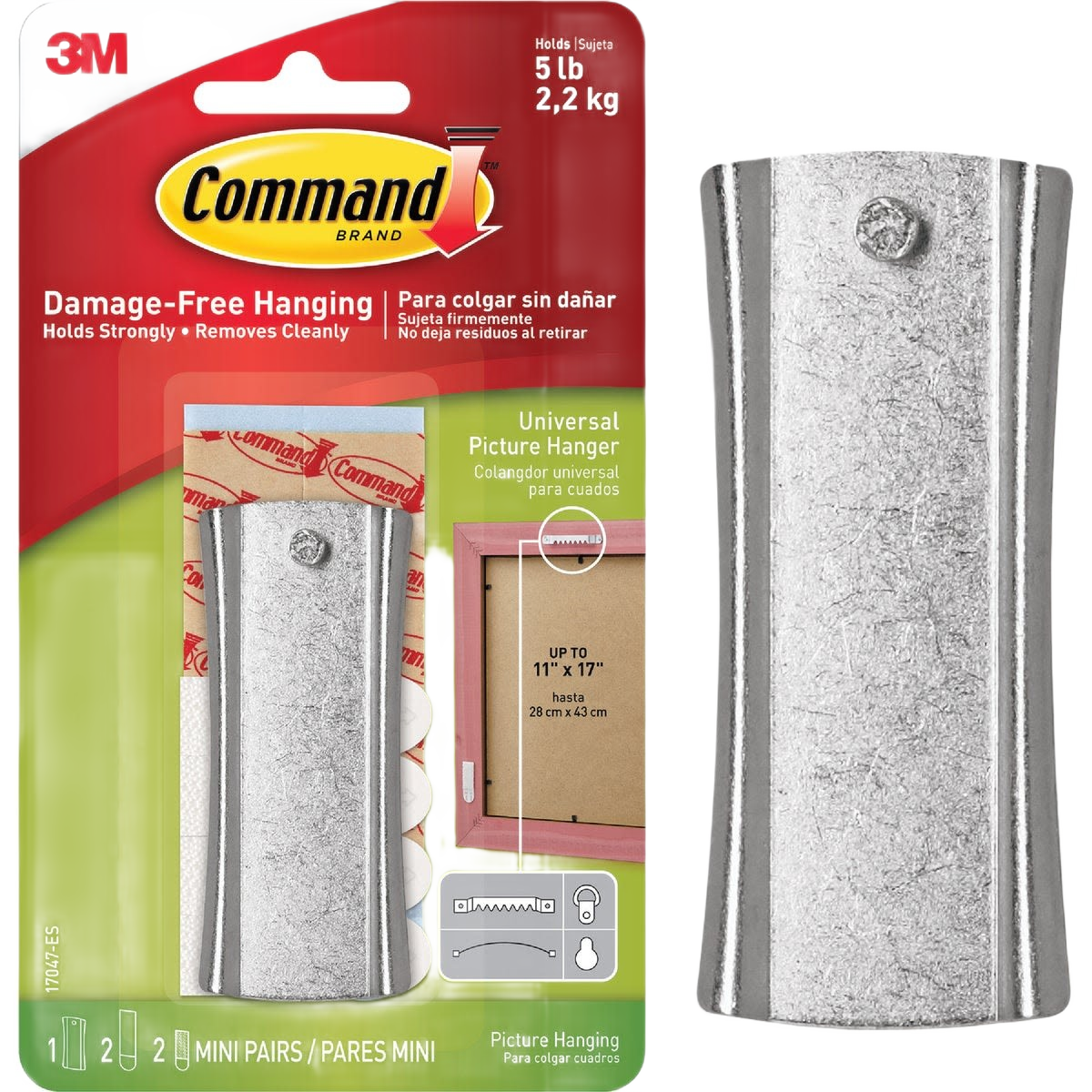 3M Command adhesive picture hanger in metal finish for damage-free wall decor and home improvement projects under $50