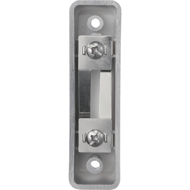Satin nickel doorbell mounting bracket with metal screw fittings for home improvement installation projects