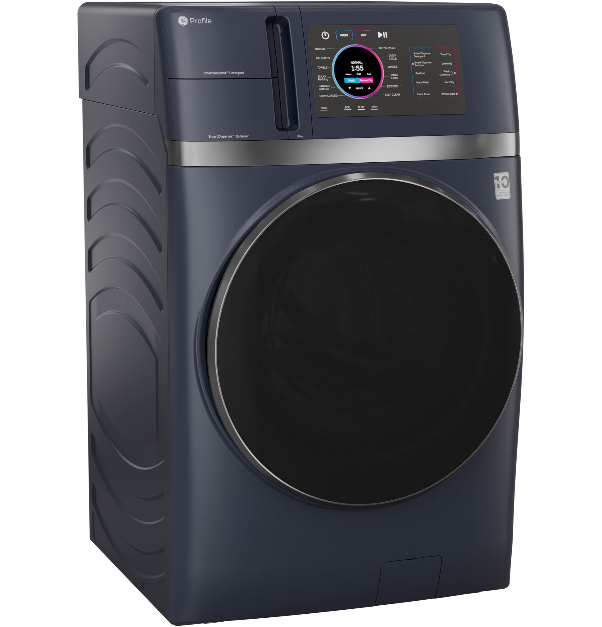 Dark gray washer dryer combo with touch controls and large circular door from Washer/Dryer Combos and Appliances collections