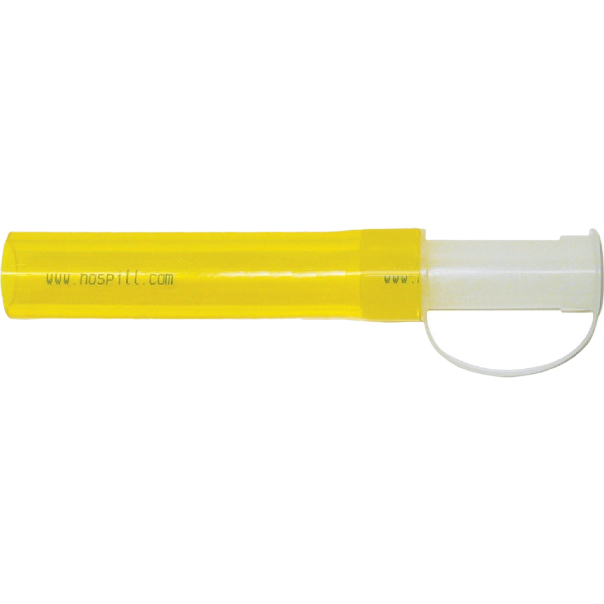 Flexible yellow fuel can spout extension with white cap for car and truck accessories and mechanic tools