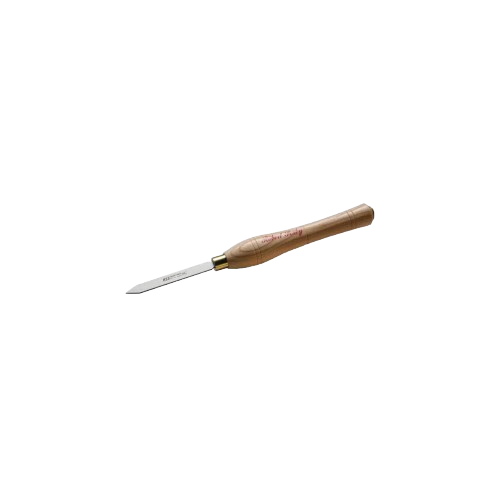 Woodturning parting tool with wooden handle and steel blade for precision cutting in woodworking tasks
