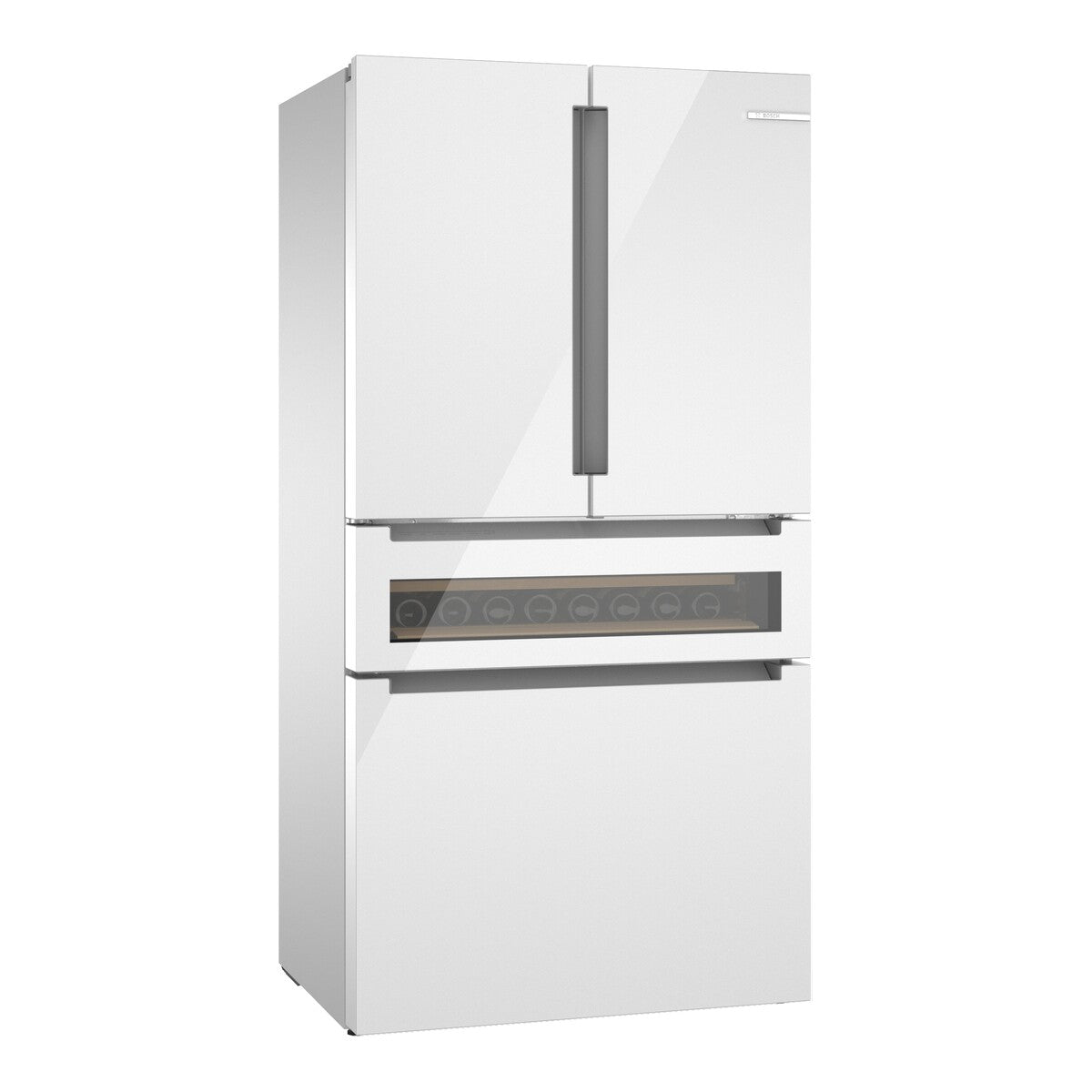 800 Series, French Door Bottom Mount Refrigerator, Glass door, 36'', White, Total No Frost