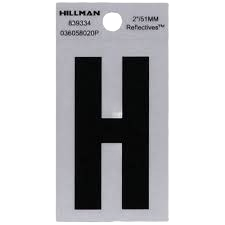 Reflective black and silver Mylar sticker letter H for home improvement in hardware and under $50 collections