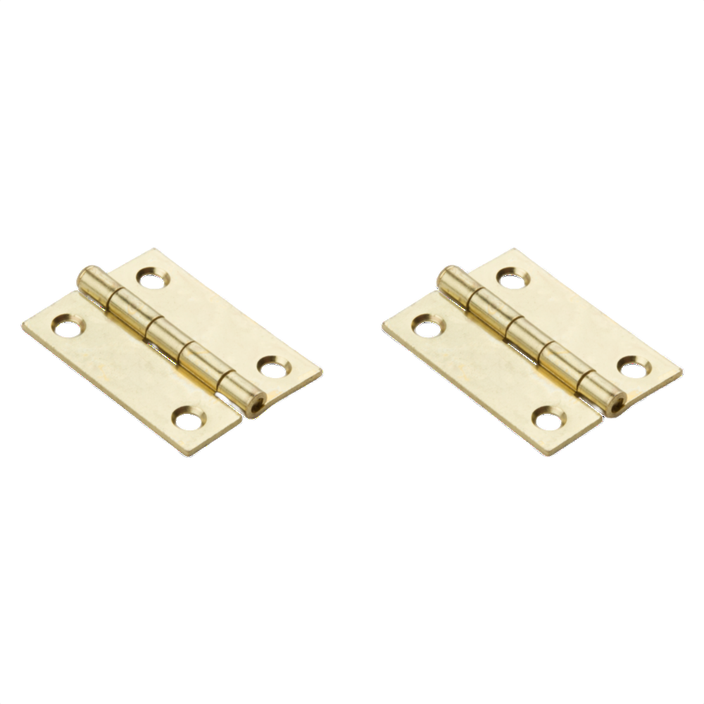Pair of 2-inch brass loose-pin narrow hinges with four mounting holes for door hardware and home improvement projects