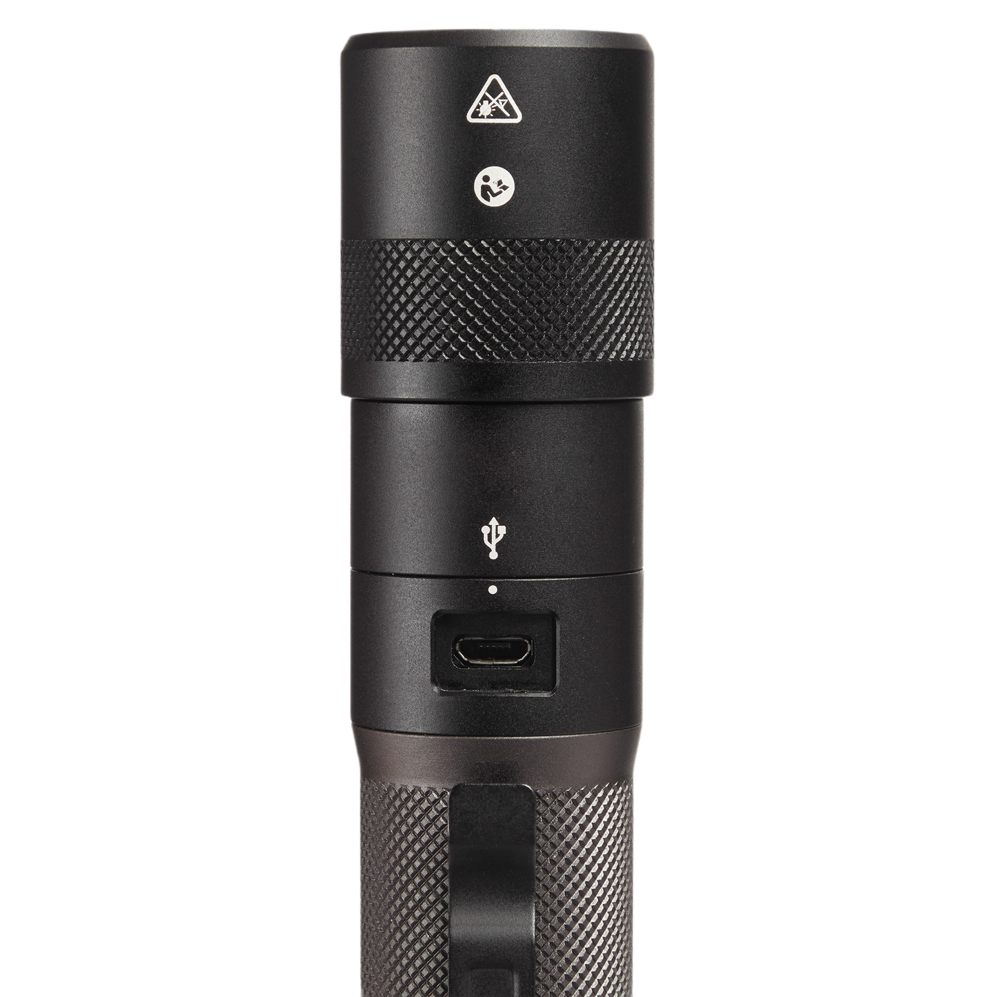 Black Milwaukee USB rechargeable flashlight with twist focus and USB charging port for tools and home improvement tasks