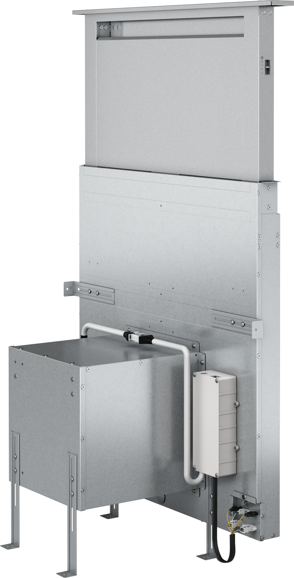 Stainless steel hidden downdraft vent with 14-inch rise for sleek kitchen ventilation in range hoods collection