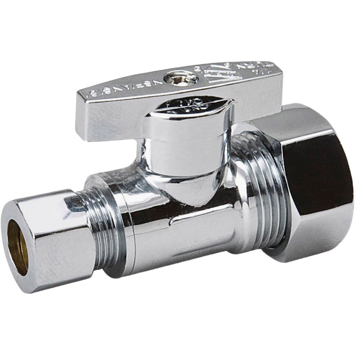 Chrome quarter-turn straight valve with threaded fittings for plumbing and home improvement under $50 collections