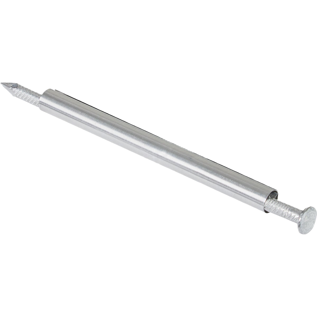 White metal gutter spike with ferrule designed for home improvement and roofing projects in a 10-pack set