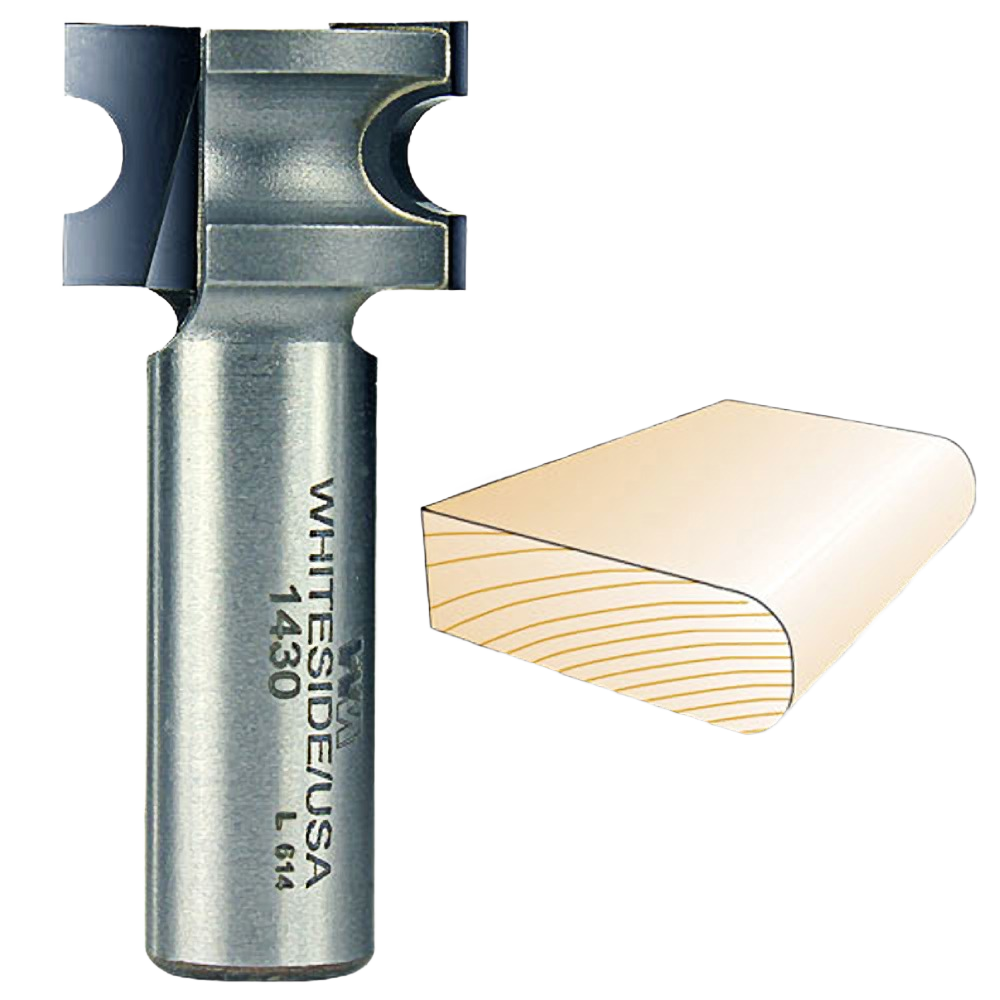 Whiteside bull nose router bit for smooth rounded edges on wood, ideal for tool accessories and home improvement projects