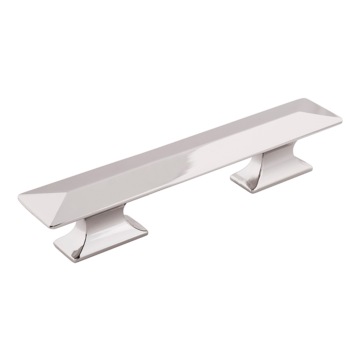 Polished nickel bungalow pull with beveled edges for cabinets and furniture hardware collections under $50