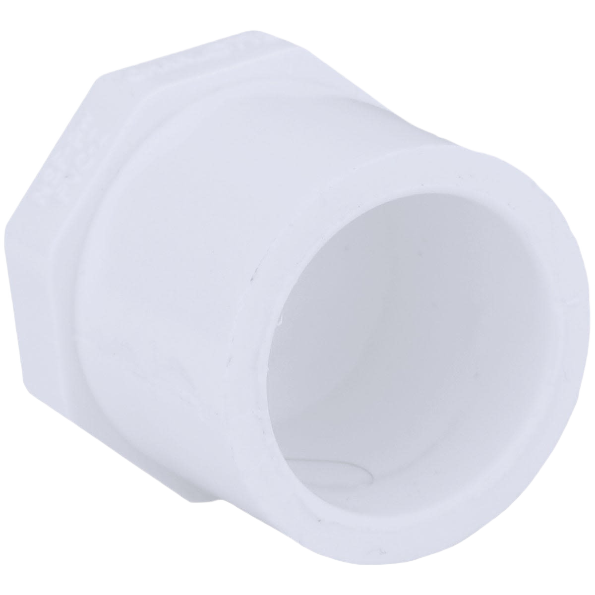 White PVC spigot plug for Schedule 40 pipes, suitable for plumbing and Pipes & Fittings collections under $50 and Home Improvement.