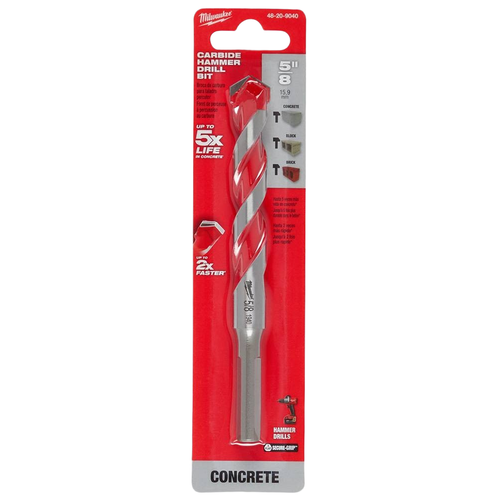 Carbide-tipped hammer drill bit designed for concrete and masonry drilling in tool accessories collections under $50