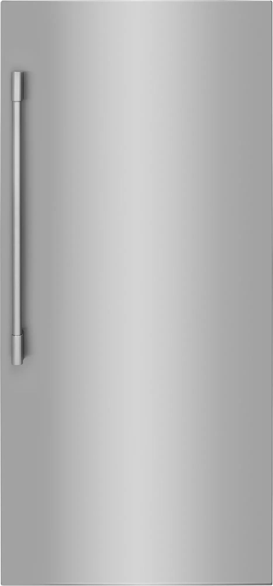 smudge-proof stainless steel single-door refrigerator with long vertical handle for kitchen appliances and home improvement