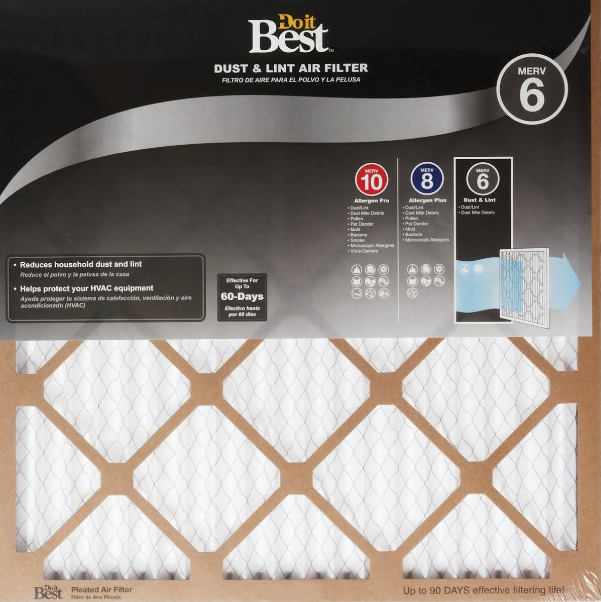 MERV 6 rated pleated dust and lint furnace filter for HVAC protection in heating and cooling collections under $50