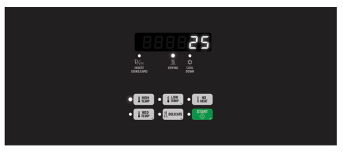 Digital control panel with timer and temperature settings on a gas dryer in Dryers and Gas Dryers at Hartville Hardware
