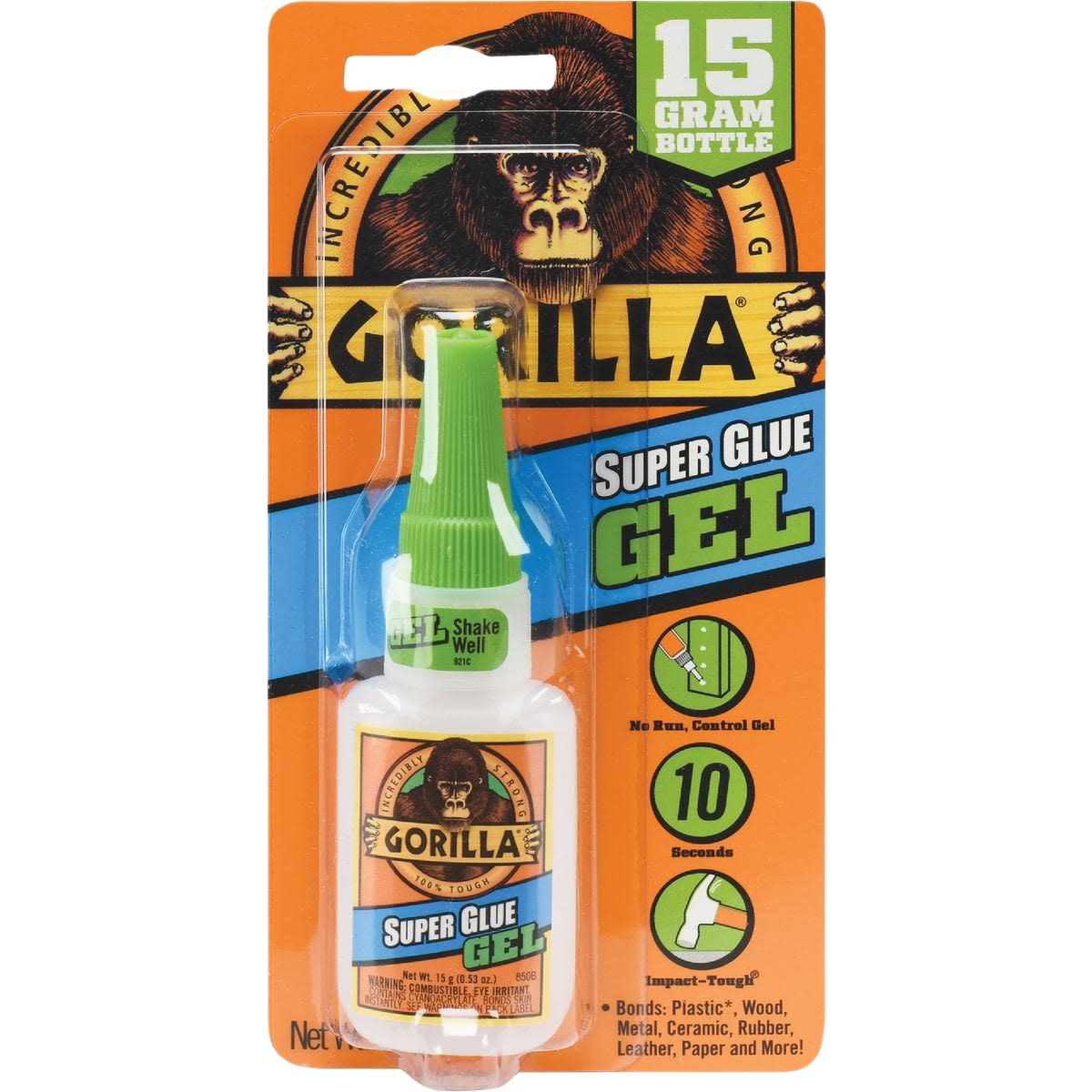 Gorilla super glue gel in 15 gram bottle with green cap for home improvement in glue & adhesives collection under $50