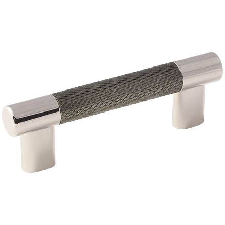 Polished nickel and gunmetal cabinet pull with textured grip, modern industrial style for hardware and furniture accessories under $50 collection
