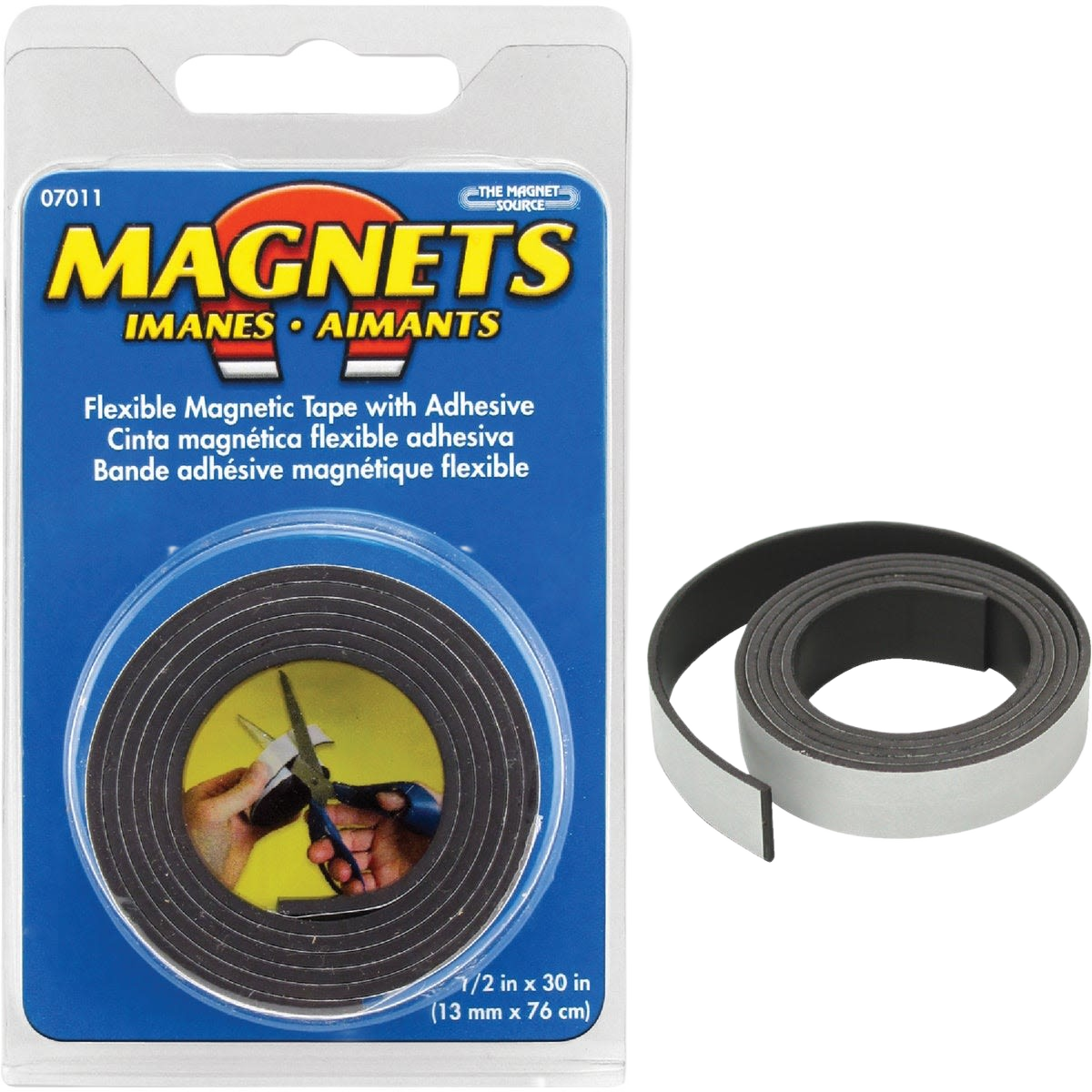 Flexible adhesive magnetic tape roll designed for durable holding of metal items in hardware and home improvement uses under $50 collections