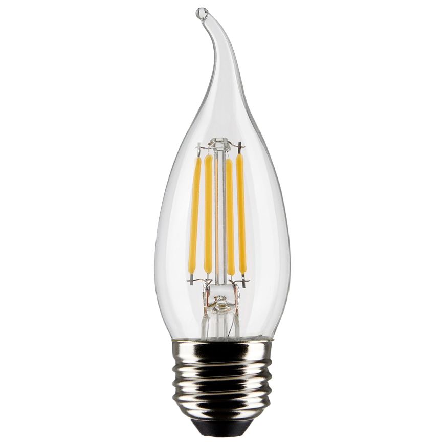 Clear glass decorative flame-shaped LED light bulb with medium screw base for lighting and electrical collections under $50