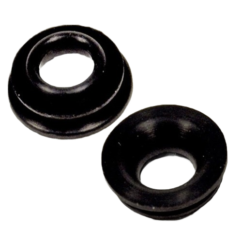Pair of black rubber faucet seat washers for plumbing repair and maintenance in faucet parts and home improvement collections
