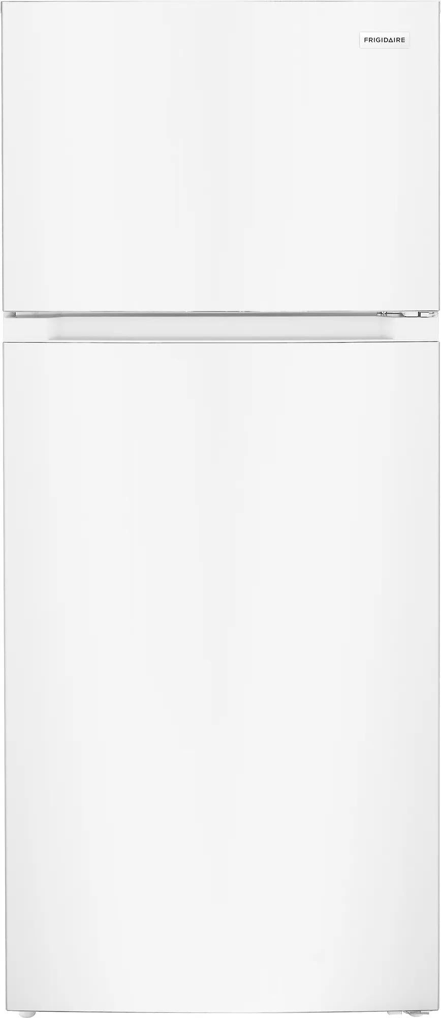 White top freezer refrigerator with smooth finish and minimalist design for kitchen and appliance collections in home improvement
