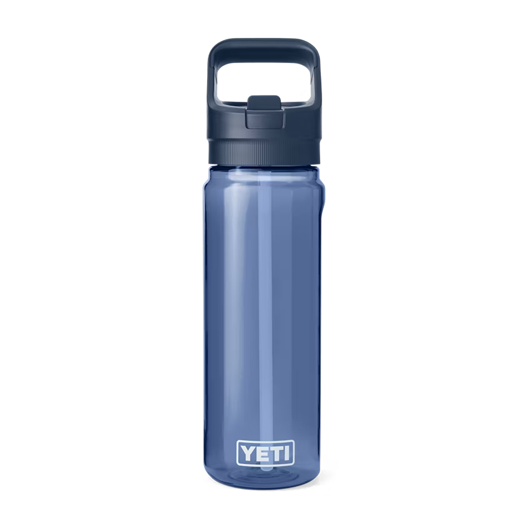 Blue 25 oz. durable water bottle with straw cap and handle, sturdy drinkware for kitchen, tableware, and outdoor use collections
