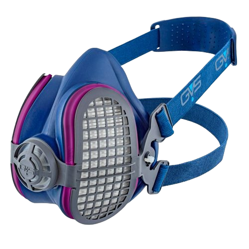 Blue and gray half-face respirator mask with adjustable straps for safety and dust protection in hardware and PPE collections