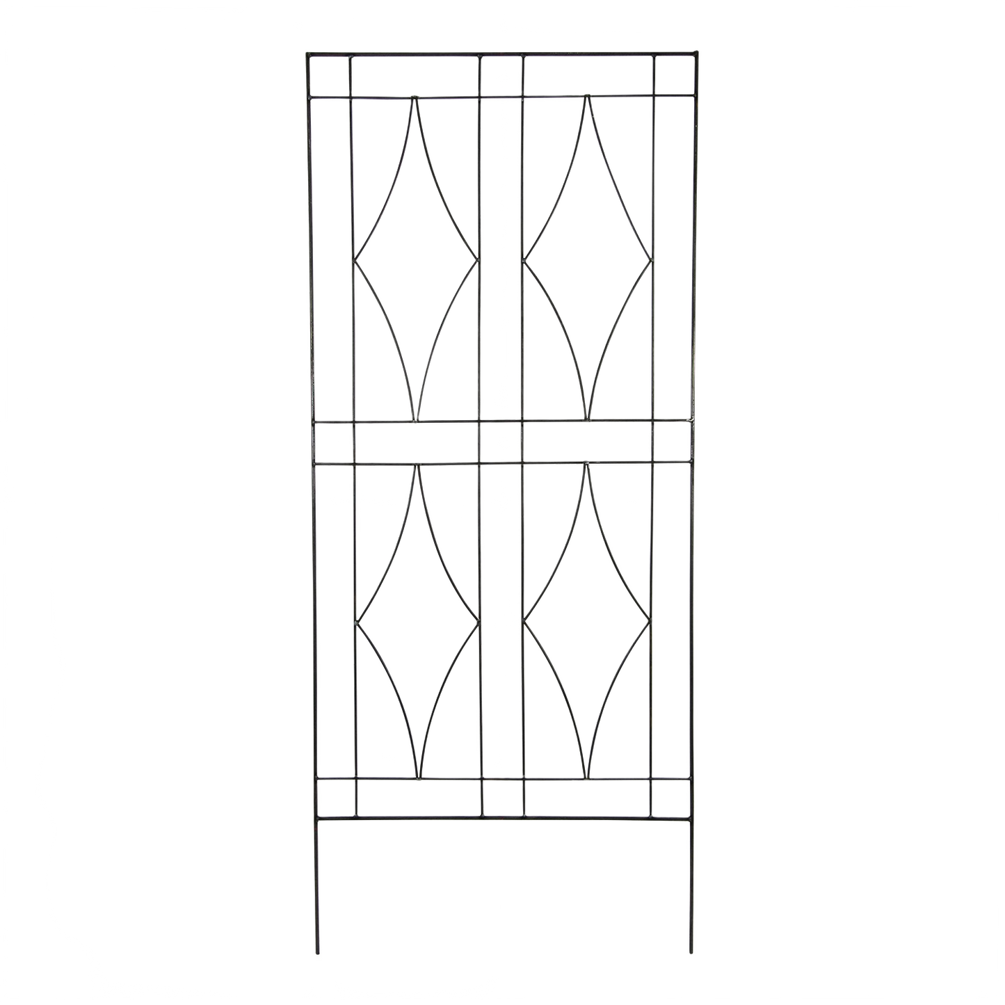 Black powder-coated metal garden trellis with diamond-patterned trellis design for Outdoor Living and Lawn & Garden collections