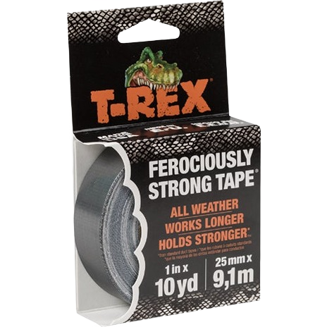 Gunmetal grey duct tape roll in black and orange packaging labeled as all-weather, durable tape for home improvement tools under $50 category
