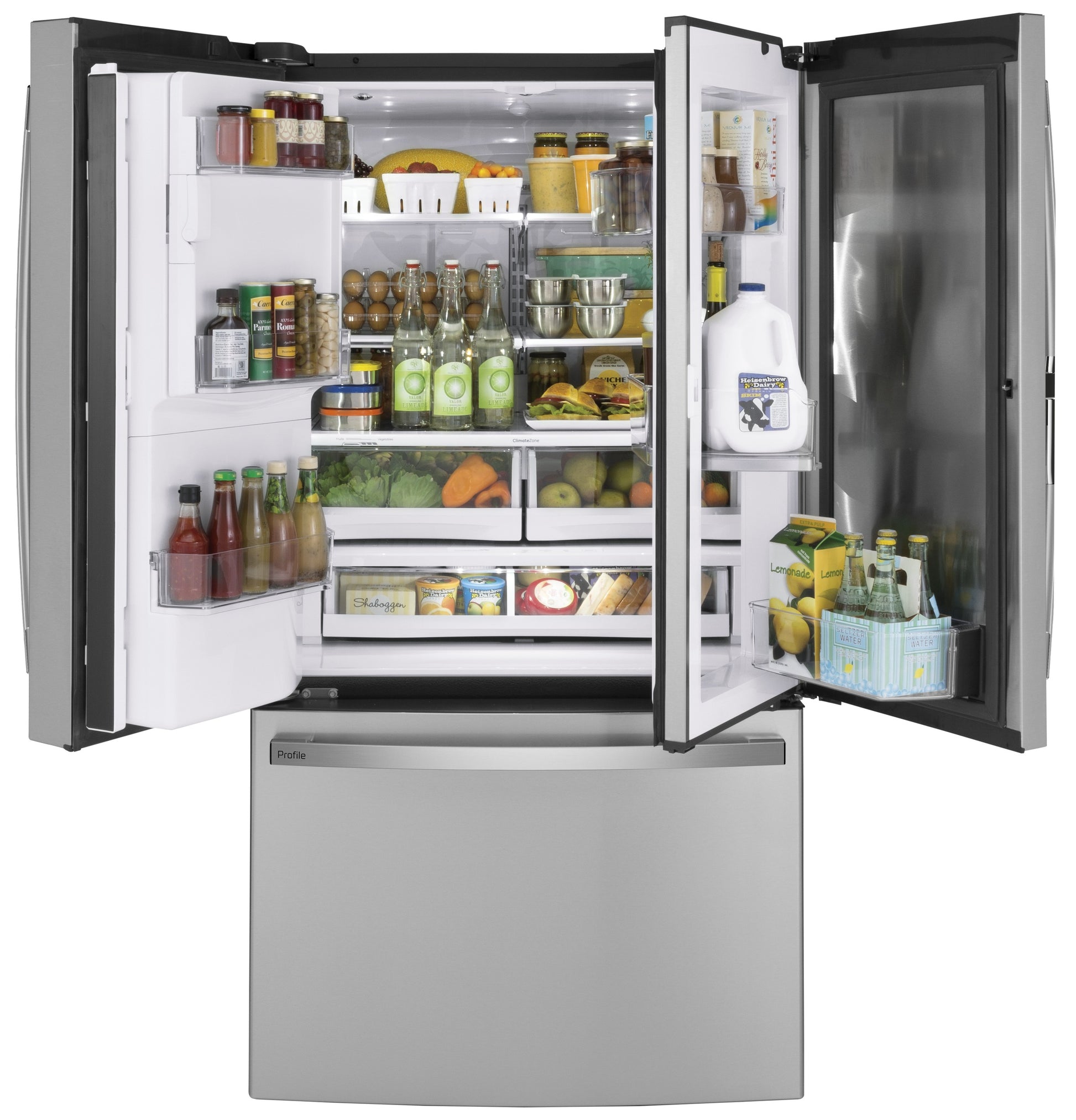 27.7 cu. ft. stainless steel French-door refrigerator with door-in-door feature and organized interior shelves in kitchen collection