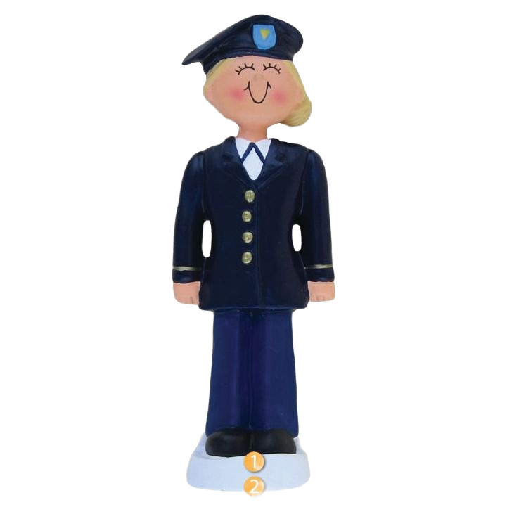 Blonde female soldier ornament in navy uniform from Christmas Ornaments & Tree Decorations collection under $50