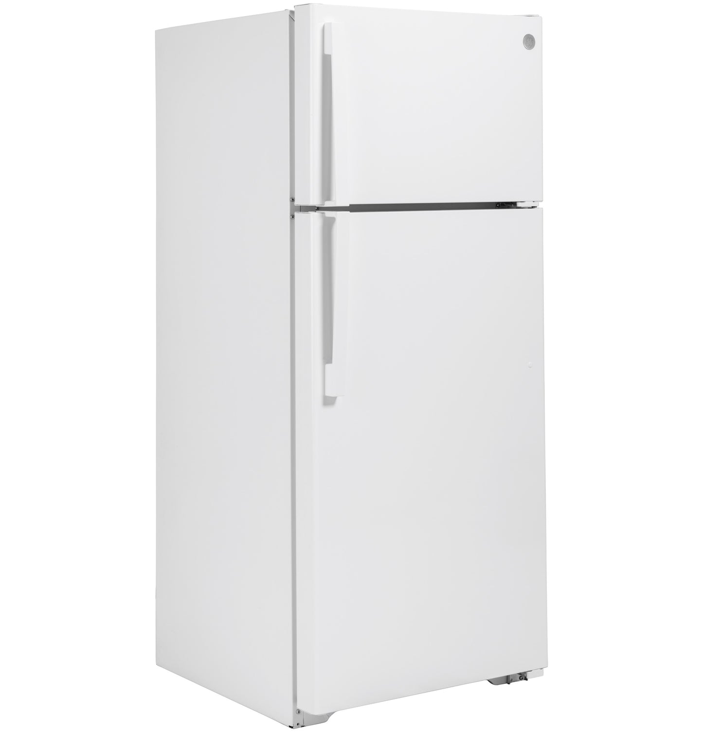 White top-freezer refrigerator with simple handles in kitchen appliances and top freezer refrigerators collection