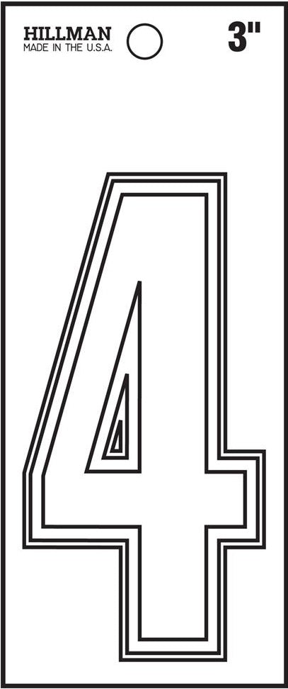 White matte vinyl die-cut number 4 sticker measuring 3 inches for labeling in home improvement projects