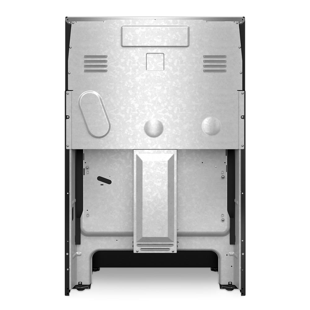 Rear view of a Whirlpool 30-inch electric range showing metal back panel and ventilation details from Ranges collection