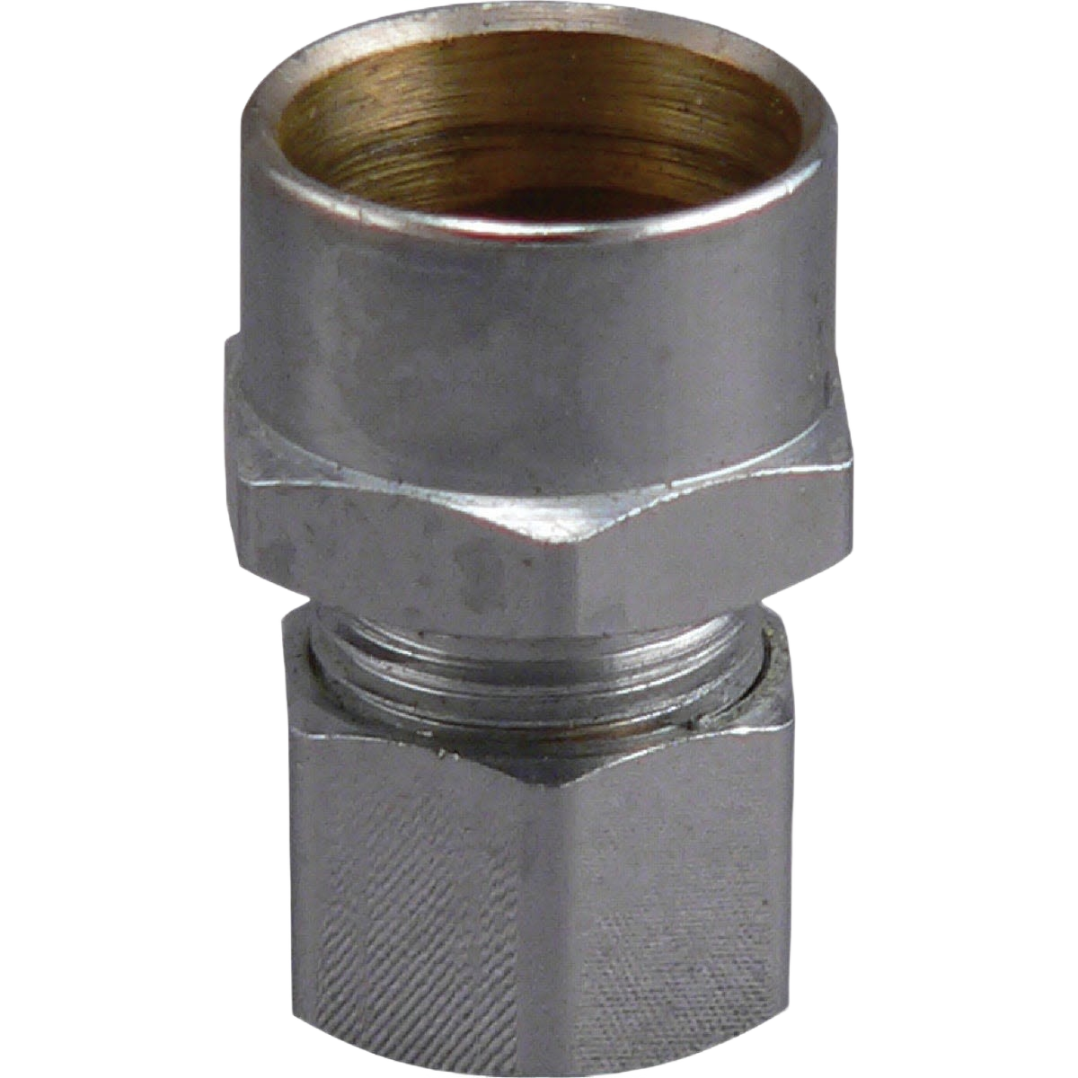 Chrome finish straight union fitting for plumbing pipes, suitable for copper connections, part of Pipes & Fittings collection under $50