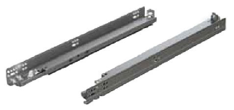 Pair of metal 12-inch tandem drawer slides with Blumotion soft-close feature for cabinet hardware and furniture accessories