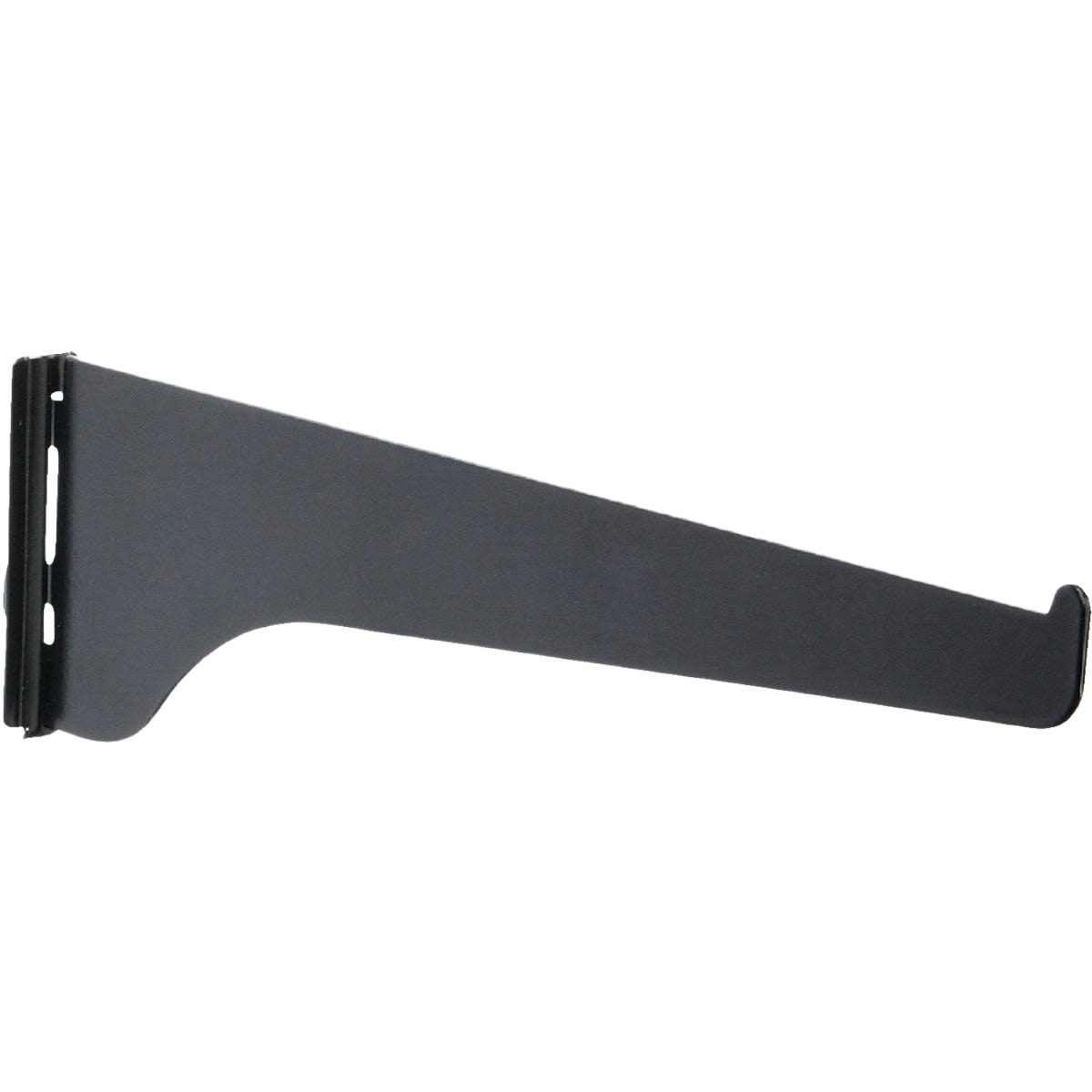 Black steel regular-duty shelf bracket for storage and organization in home improvement and shelving accessories collections