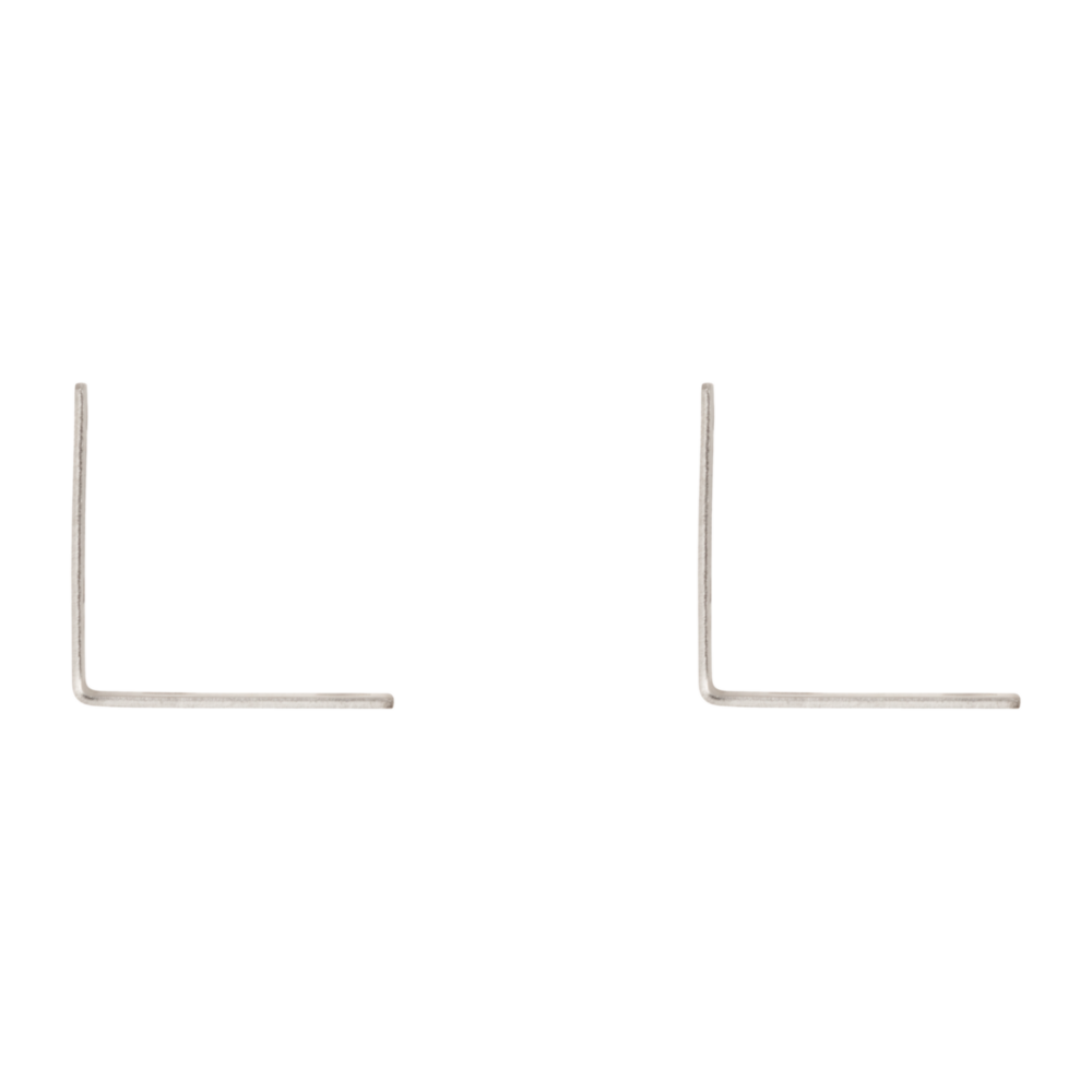 Two stainless steel L-shaped corner braces for durable support in home improvement and building hardware projects under $50