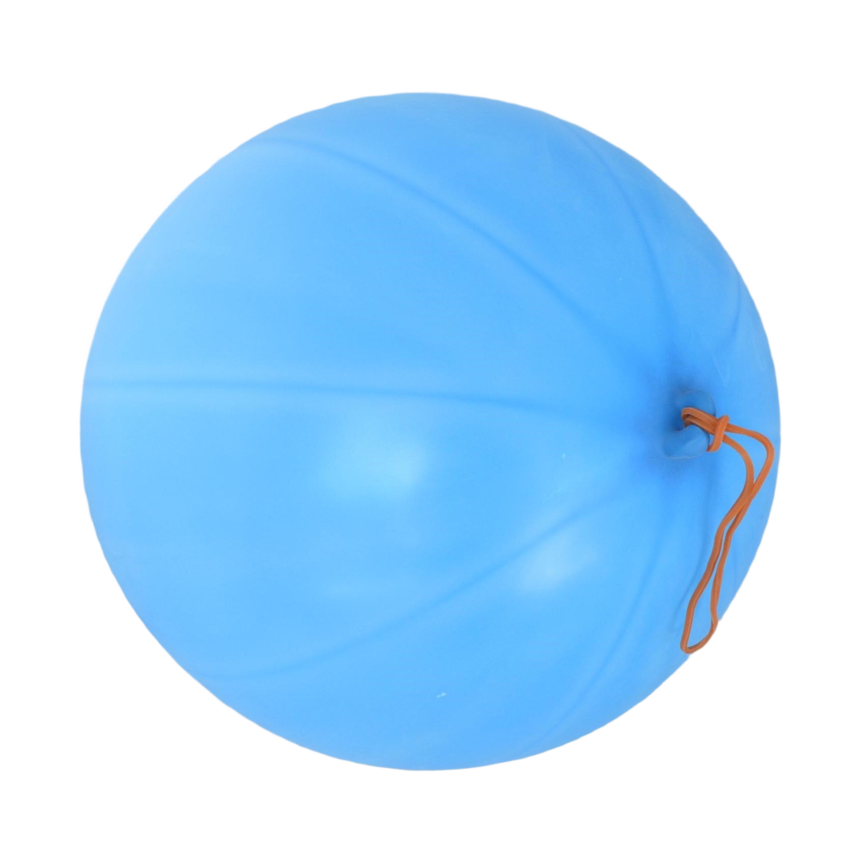 Bright blue elastic punch balloon with orange pull-string for inflatable party fun and games