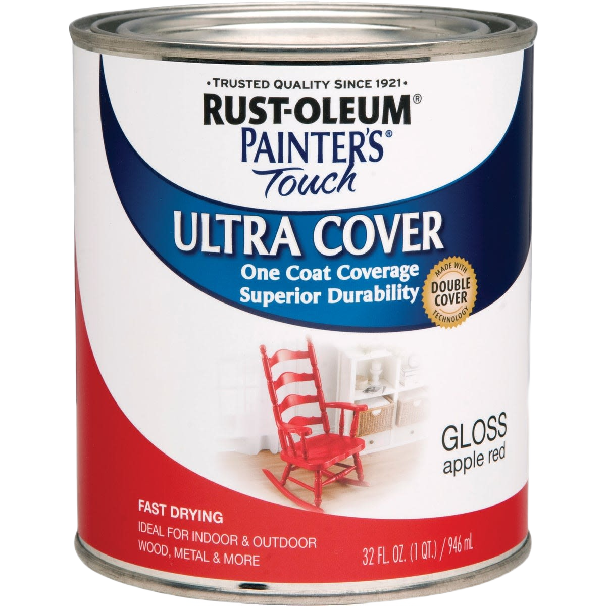 Gloss apple red brush-on paint can for indoor and outdoor use in specialty paint and home improvement collections