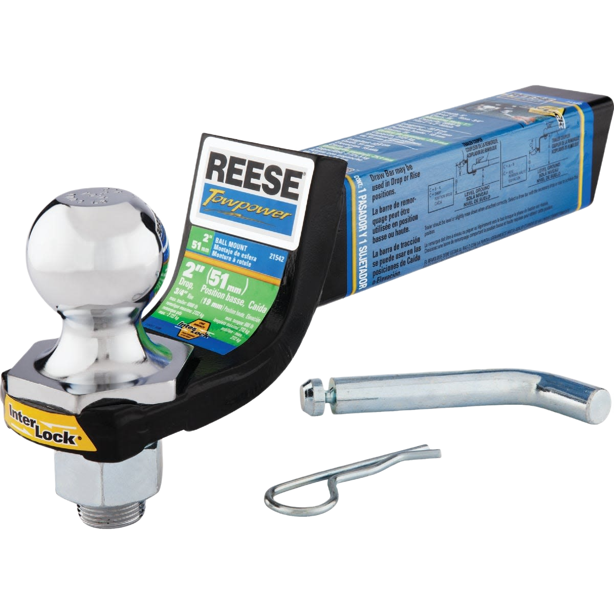 Reese Towpower Class III Interlock ball mount towing kit with forged hitch bar and securing pin in parts and tools collection