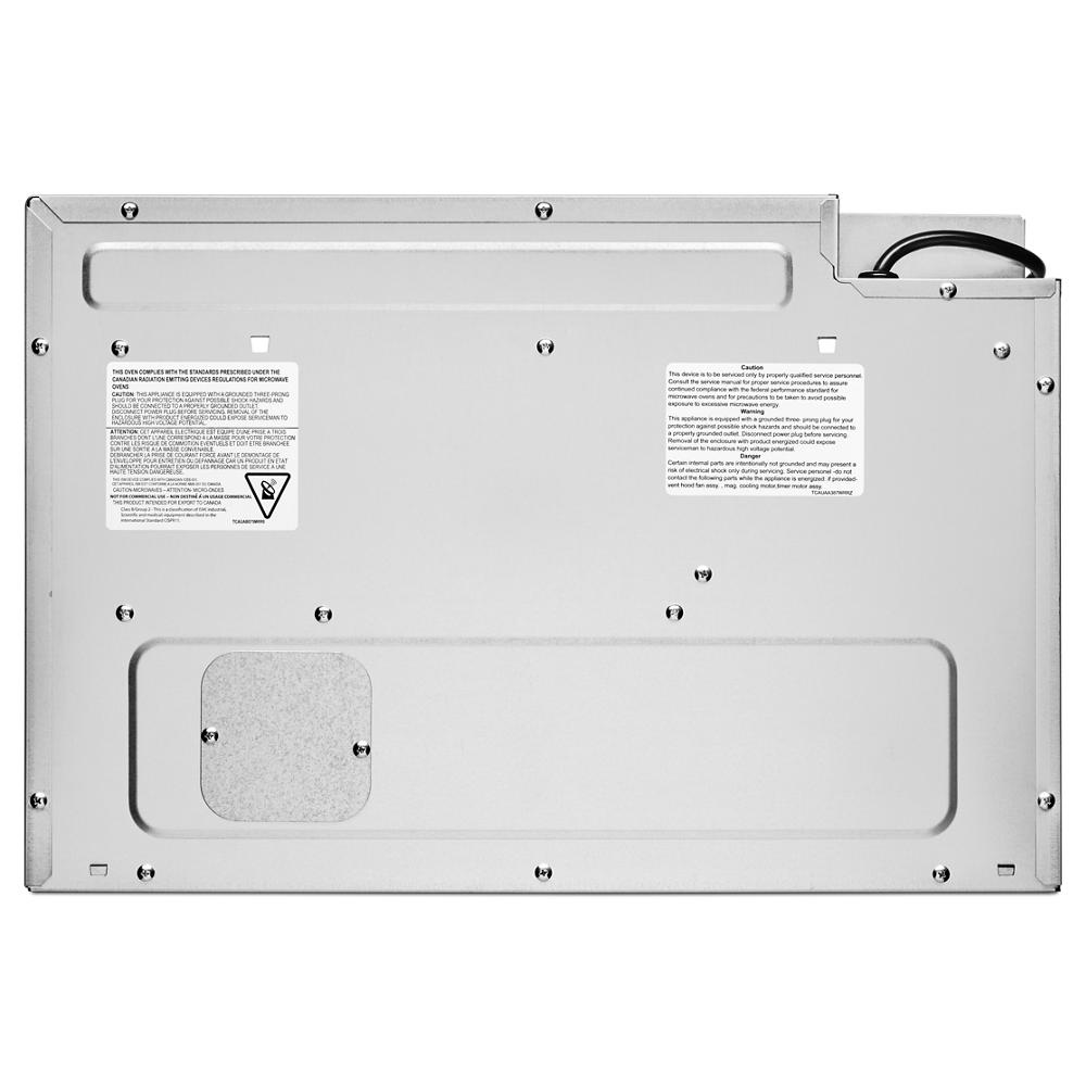 Back view of stainless steel 24-inch under-counter microwave oven drawer in KitchenAid Appliances collection