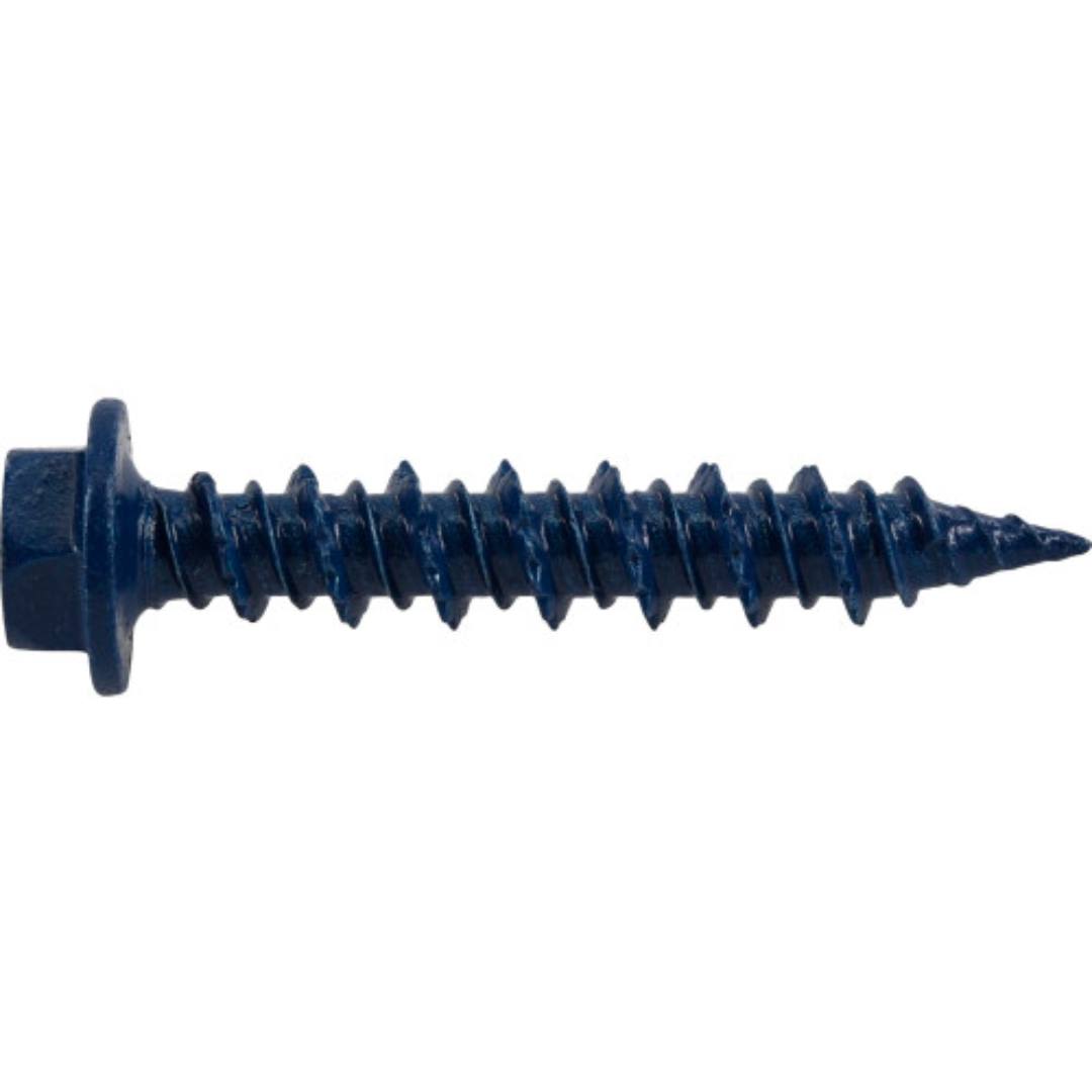 Blue hex washer-head concrete screw designed for secure fastening in hardware and lumber building materials collections under $50