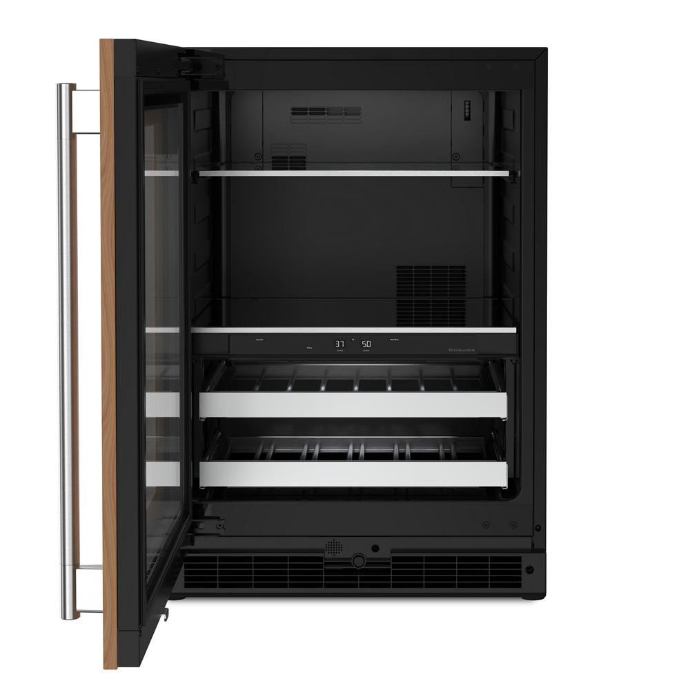 Undercounter 24" panel-ready beverage center with metal handle, glass door, and dual temperature zones from Beverage Centers collection