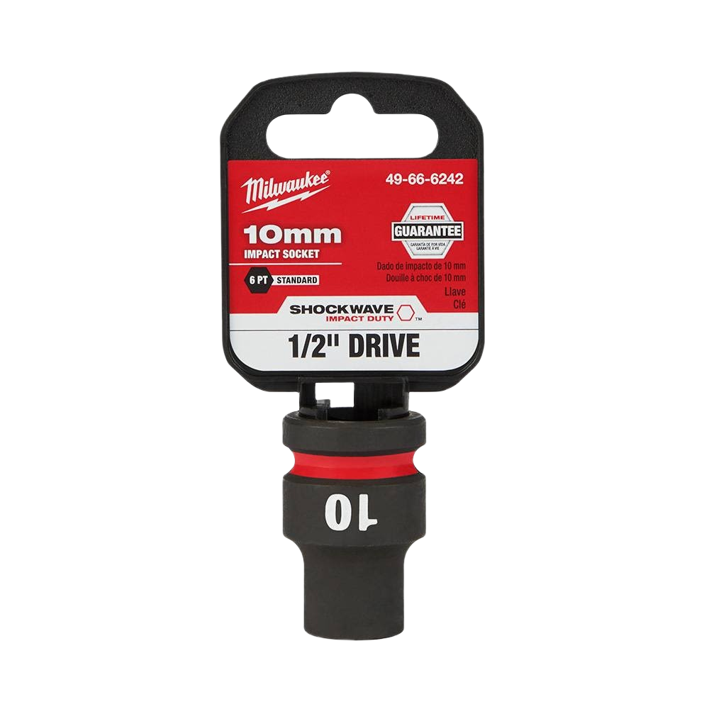 Milwaukee 10mm impact socket with 6-point design for hand tools and woodworking in home improvement collections