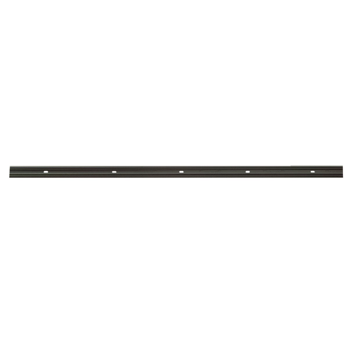 Black vinyl base component strip with pre-drilled holes for door accessories and home improvement projects