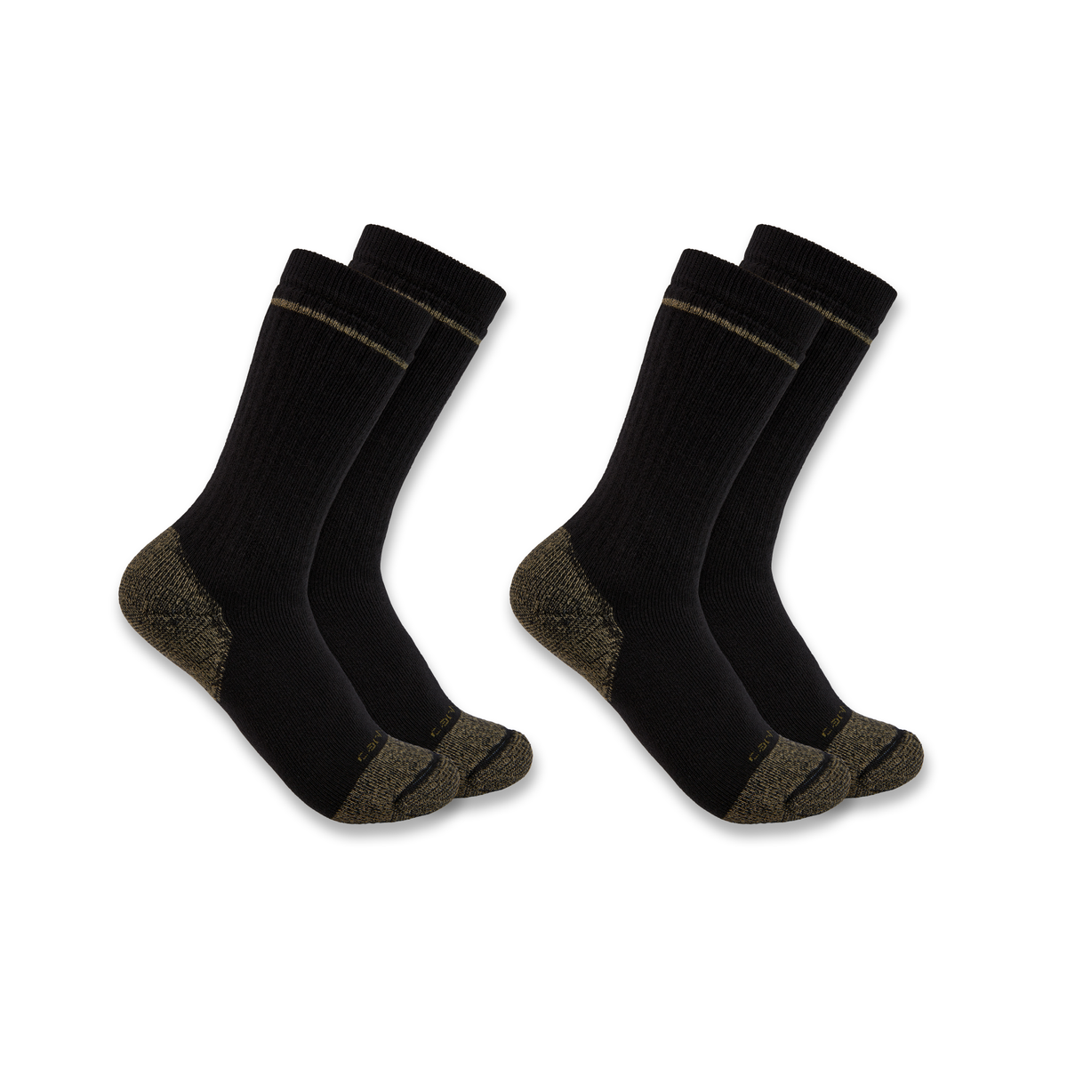 Carhartt Midweight Cotton Blend Steel Toe Boot Sock 2-Pack - Black, Large