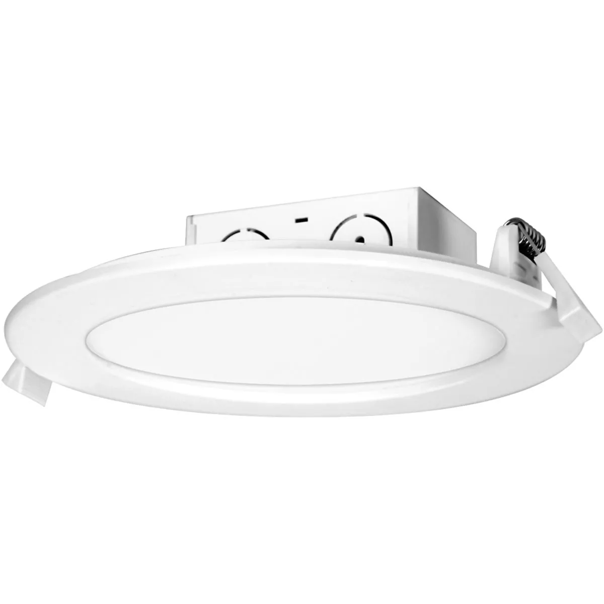 White round edge-lit LED downlight with metal housing for lighting and electrical collections under $50