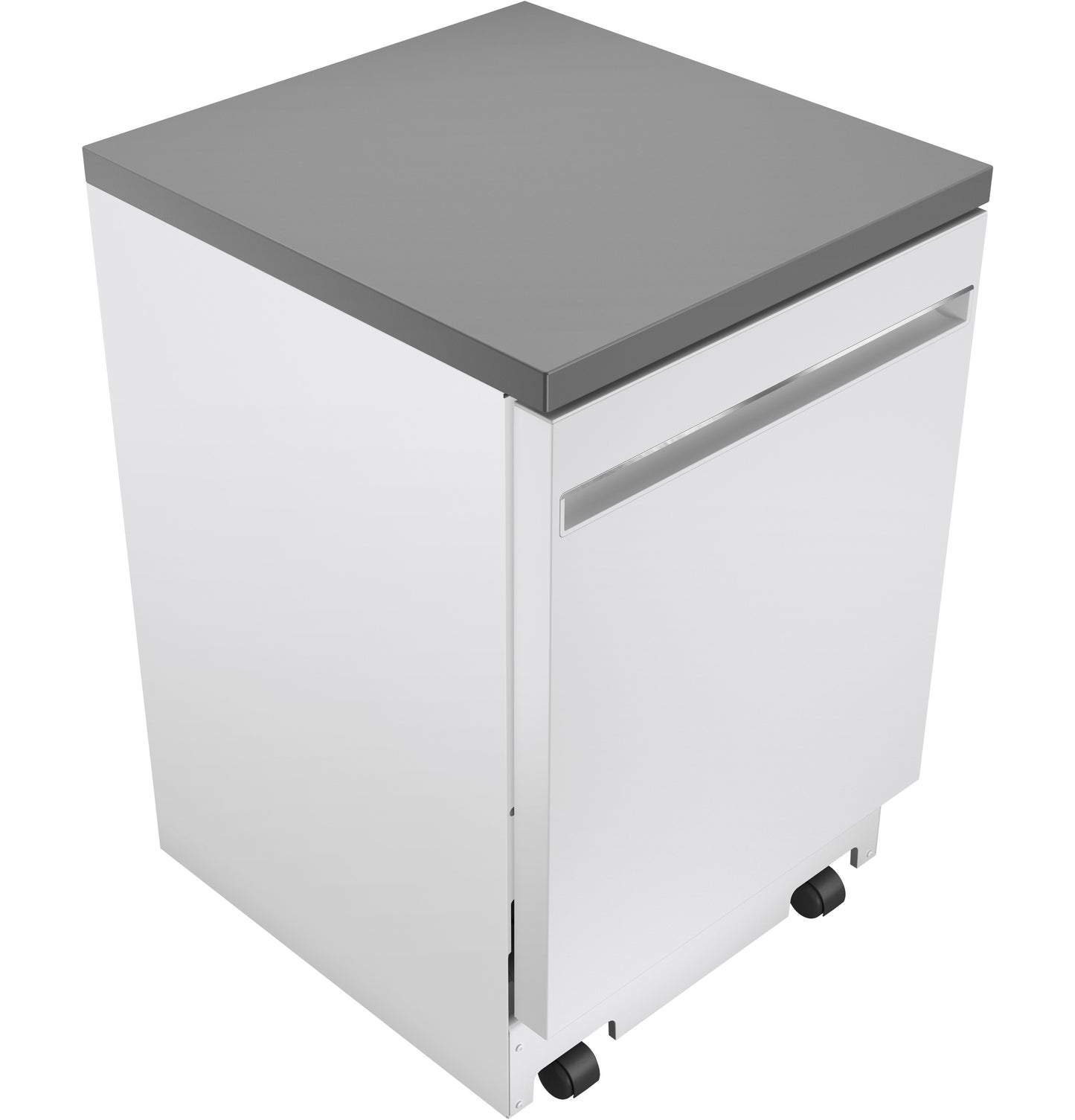 Compact stainless steel portable dishwasher with sanitize cycle and caster wheels for easy kitchen mobility in appliances collection