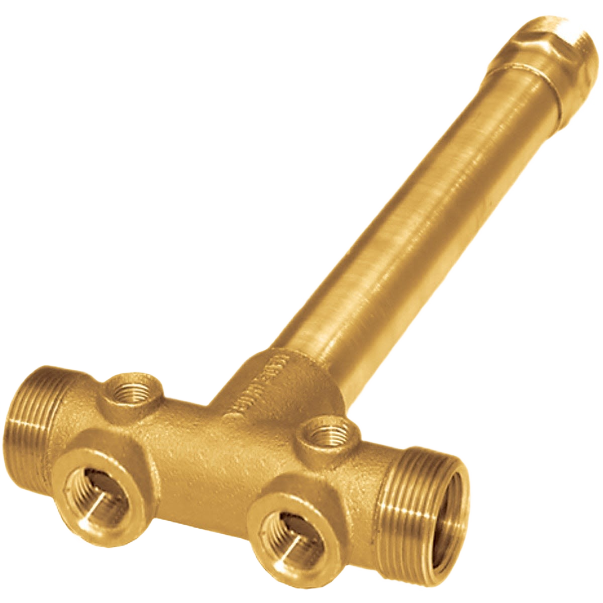 Silicon bronze low lead tank cross fitting with threaded connections for plumbing and home improvement use